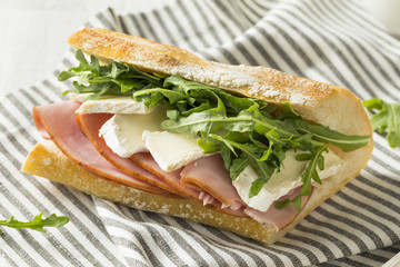 Homemade French Ham and Brie Baguette Sandwich