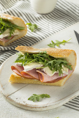 Homemade French Ham and Brie Baguette Sandwich