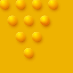 Abstract spheres background. 3d yellow balls. Vector illustration.