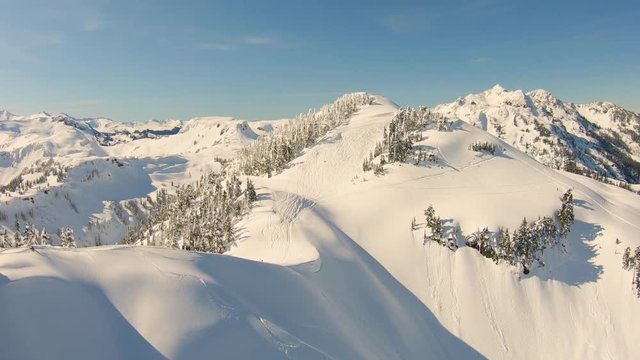 Mountaineer Snowboarder Hiking Mount Baker Shuksan Arm Top Ridge Aerial View Flying By Extreme Sports Solo Backcountry Mission