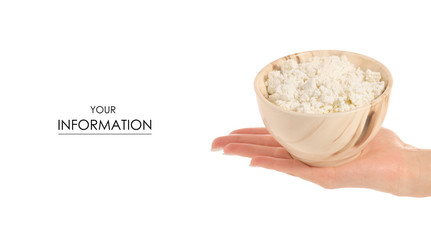 Bowl of cottage cheese in hand pattern