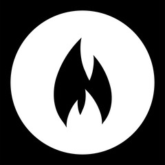 Flame light icon in circle on black background,Simple design style.vector illustration