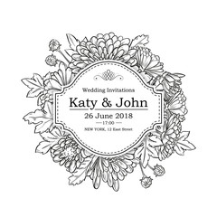 Vector invitation with chrysanthemum flowers