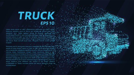 Truck of the particles. The truck consists of dots and circles. Vector illustration.