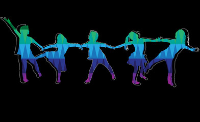 Children silhouette. Abstract background.