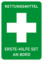 ks295 Kombi-Schild - deutsch: nris3 NewRescueInfoSign nris - nrs28 NewRescueSign nrs - Rettungsmittel - Erste-Hilfe Set an Bord - Plakat / Auto Aufkleber - DIN A4 A5 A6 A7 - Poster - grün g5978