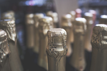 bottle of champagne, selective focus