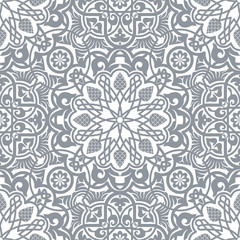 Oriental decorative seamless pattern. Arabesque design concept. Geometric decorative tile, for backgrounds, wallpapers, fabric, greeting cards and wedding invitation designs. Vector illustration.