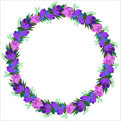 Wreath of flowers. Round frame for your design, greeting cards, posters.