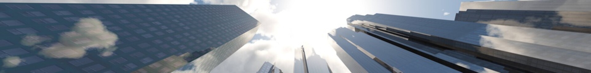 panorama of skyscrapers of high-rise buildings against the sky with clouds,
3D rendering
