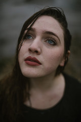 Fototapeta premium Young Woman Out In The Rain with Soaking Wet Hair