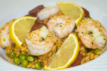 Paella dish on a plate