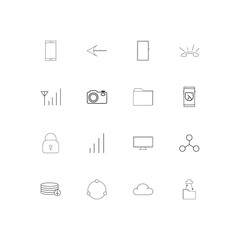 Network And Database simple linear icons set. Outlined vector icons