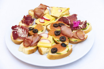 Home made sandwiches on the white plate