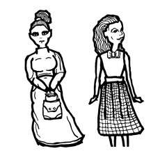 hand drawn fashion woman and girl