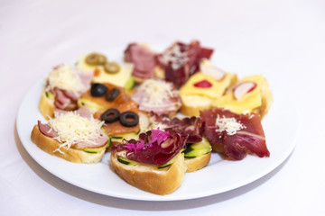 Home made sandwiches on the white plate