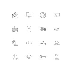 Internet Security simple linear icons set. Outlined vector icons