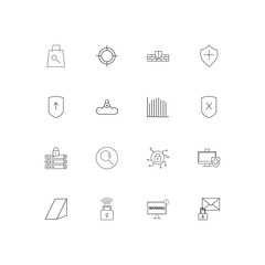 Internet Security simple linear icons set. Outlined vector icons