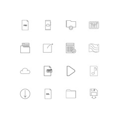 Files And Folders, Sign simple linear icons set. Outlined vector icons