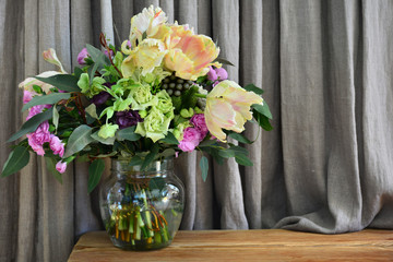 a provence style bouquet of different romantic flowers
