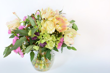 a provence style bouquet of different romantic flowers