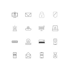 Cyber Security simple linear icons set. Outlined vector icons