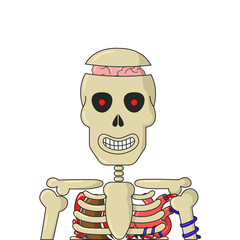 Cartoon skeleton smiling