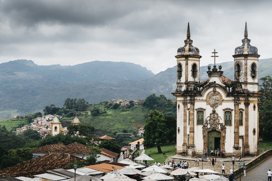 Church of Saint Francis of Assisi built by Aleijadinho in 1766 a Rococo Catholic church in Ouro Preto, Minas Gerais, Brazil