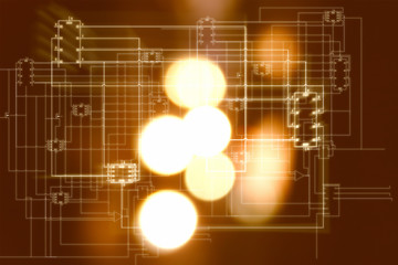 Elektronischer Schaltkreis als Hintergrund mit Lichteffekten