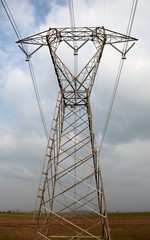 high voltage pylon with electric cables