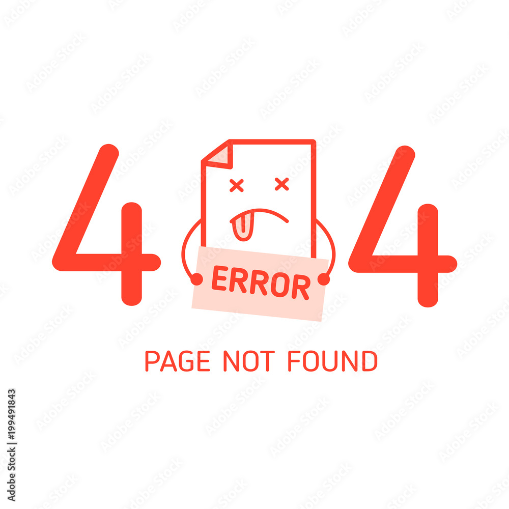 Poster 404  error with character error design template for website in white background graphic