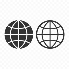 Globe web symbol icon set. Planet with parallels and meridians sign.