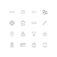 Animals simple linear icons set. Outlined vector icons