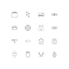 Animals simple linear icons set. Outlined vector icons