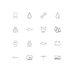 Animals simple linear icons set. Outlined vector icons