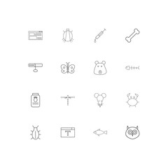 Animals simple linear icons set. Outlined vector icons