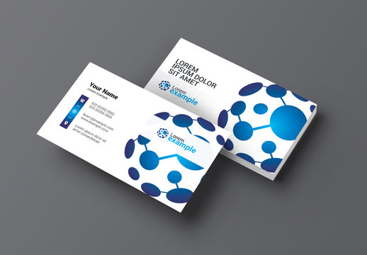 Business Card Layout with Connected Circles Element