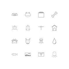 Animals simple linear icons set. Outlined vector icons