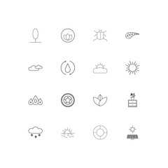 Nature simple linear icons set. Outlined vector icons