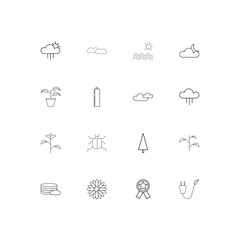 Nature simple linear icons set. Outlined vector icons