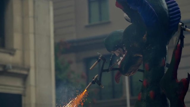 Correfocs. Fire Run Traditional Street Festival in Catalonia. La Merce Party of Catalonia