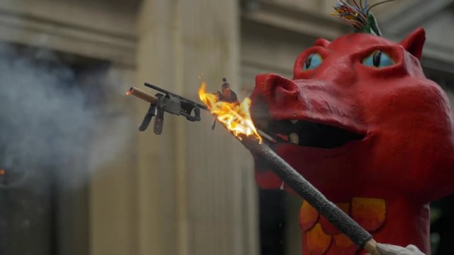 Correfocs. Fire Run Traditional Street Festival in Catalonia. La Merce Party of Catalonia