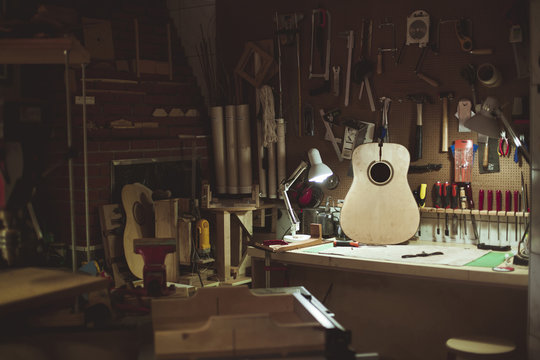 Interior of guitar workshop