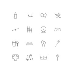 Baby, Kid And Newborn simple linear icons set. Outlined vector icons