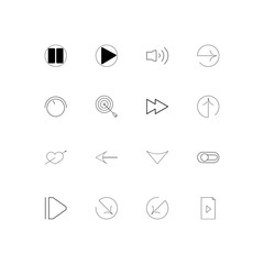 Buttons simple linear icons set. Outlined vector icons