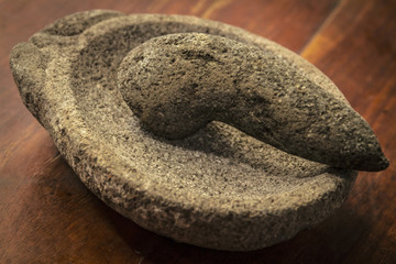 A traditional grinding stone close-up picture from West Java Indonesia