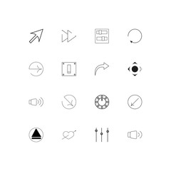 Buttons simple linear icons set. Outlined vector icons