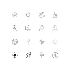 Maps And Navigation simple linear icons set. Outlined vector icons
