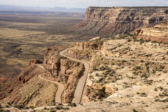 Mokee Dugway switchback dirt road off Cedar Mesa, Mexican Hat, southern Utah