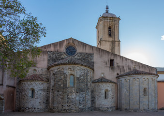 Fototapeta na wymiar Ancient church in a small Spanish village Amer, in Catalonia in Spain